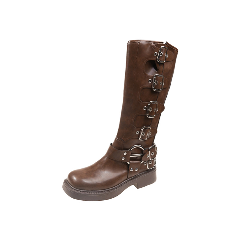 Picture of Travel Must Wear Boots Children American Style Vintage Martin Boots Brown High Boots Long Boots Western Cowboy Boots Women's Boots