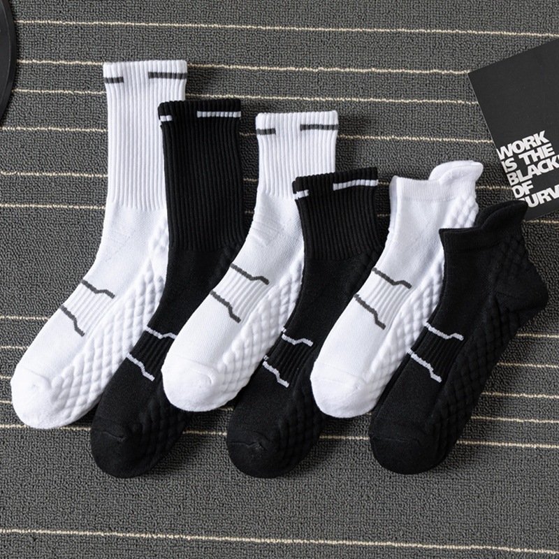Socks men's mid-tube spring and summer cotton socks thickened towel bottom men's sports running badminton basketball socks wholesale