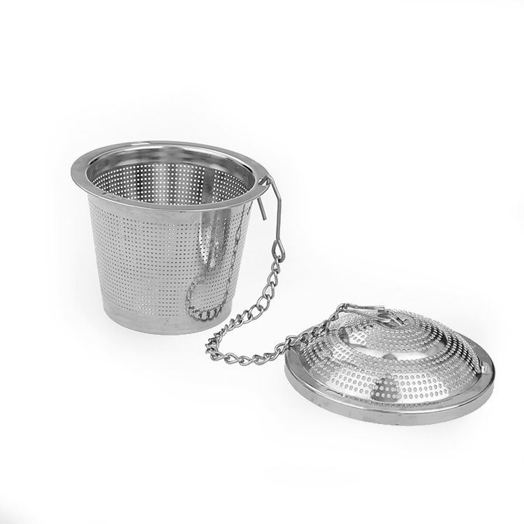 Picture of E-Commerce Stainless Steel 304 Tea Filter with Lid Chain Tea Barrel-Shaped Tea Drain Kitchen Weibao Tea Ball Tea Maker in Stock