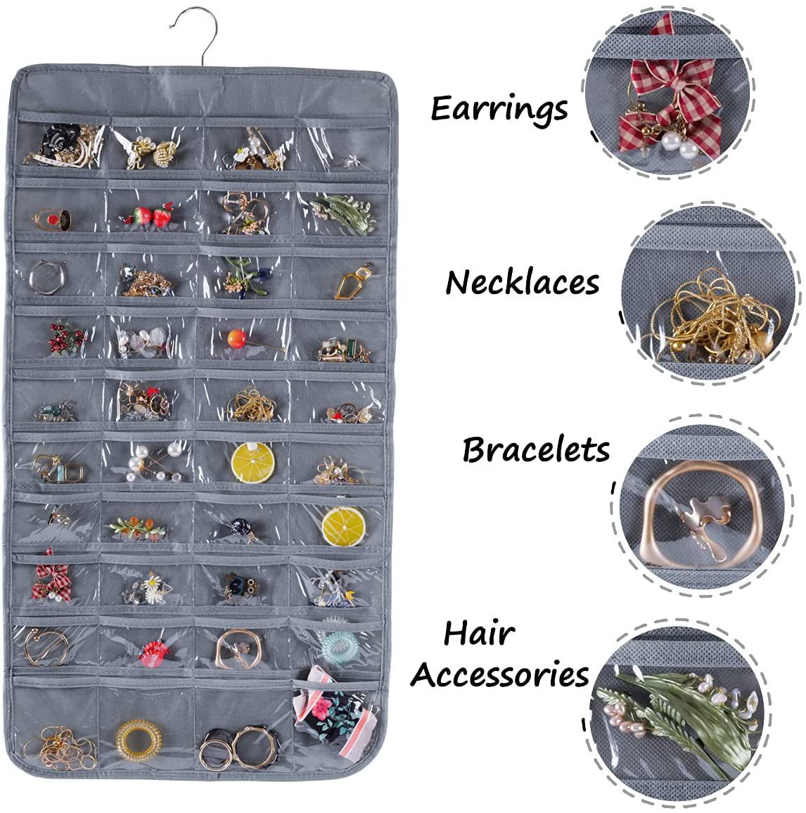 80 Cage Storage Bag Non-woven Double-sided Jewelry Hanging Bag Door Rear Cabinet Storage Bag Necklace Jewelry Dust-proof Storage Box