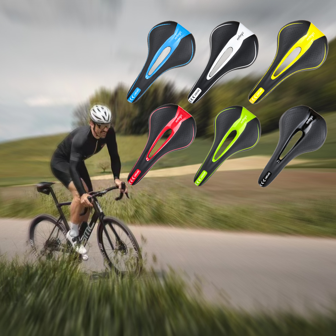 Cross-Border Quality Bicycle Seat Cushion, Colorful Hollow Solid Tooth Mountain Saddle, Road Bicycle Bag Cushion Chair, Soft and Comfortable