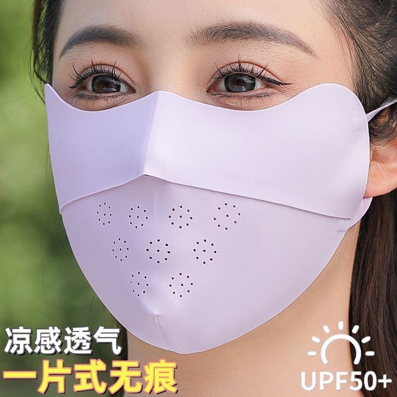 Picture of Sunscreen Mask Women's Anti-ultraviolet Summer Black Sunshade Full Face Mask Ice Silk Thin Breathable Eye Corner Stereo