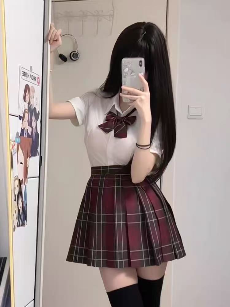 Picture of New JK Uniform suit Wholesale Pepper Plaid Skirt Campus College Plaid Pleated Skirt Sweet Half Skirt