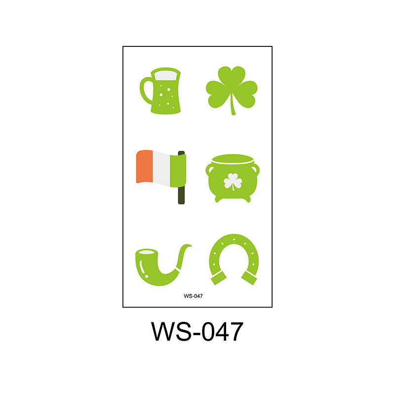 Picture of Cross-border Source Waterproof Sweat Green Hat Clover Face Irish Day Sticker St Patrick's Day Tattoo Sticker