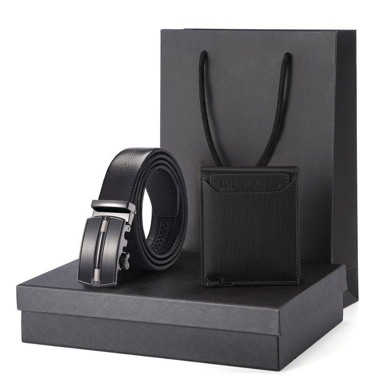 Picture of Gift Wallet Set Men's Belt Automatic Buckle Belt Top Layer Cowhide Business Cowhide Trousers Business Gift for Men
