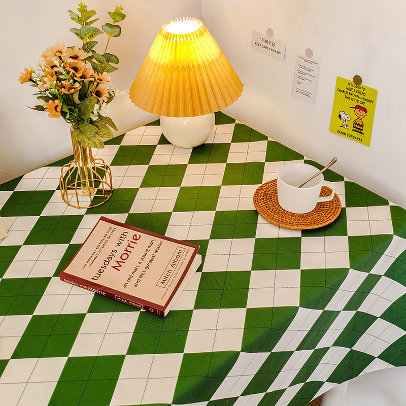 Picture of Checkerboard Tablecloth Ins Style Popular Photo Student Desk Dormitory Decoration Coffee Table Dustproof Picnic Stall Cloth