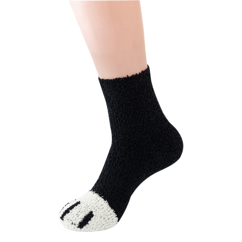 Women's Stuffed Socks Fluffy Super Soft Warm Slipper Socks Home Sleeping Socks Cat Claw Coral Velvet Socks