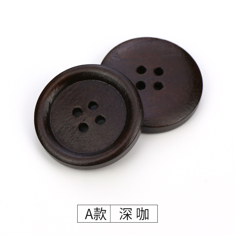 Picture of Cida manufacturers supply wood buttons 9mm -38mm four-eye fine edge buckle sweater round children's DIY accessories