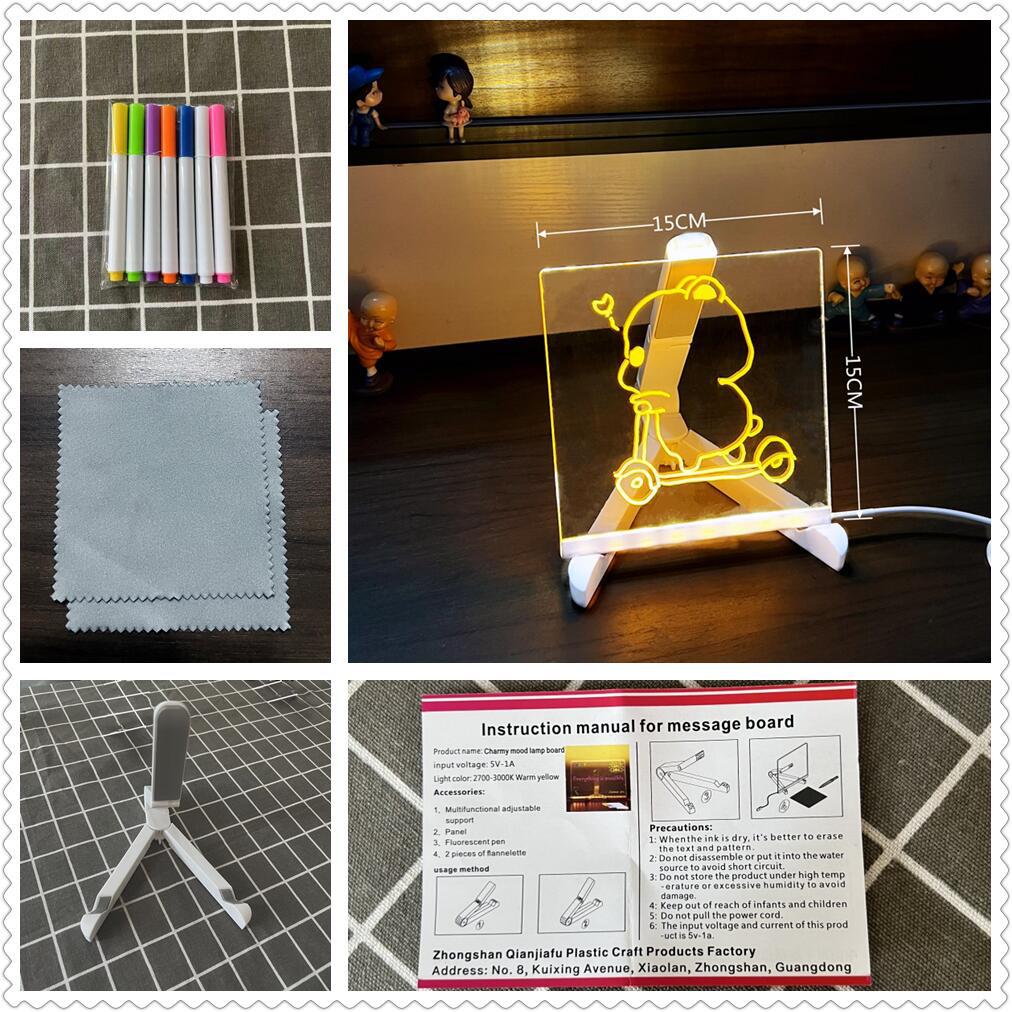Picture of DIY hand-painted drawing board lamp material bag children's handmade holiday led atmosphere luminous writing board drawing tool suit