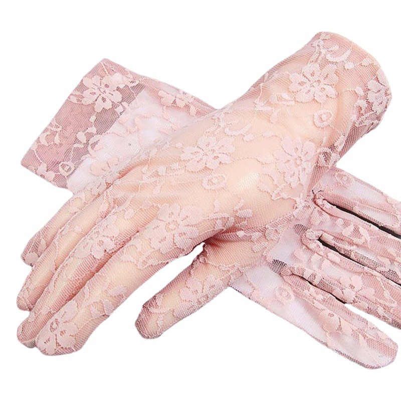 Summer short sun protection gloves for Women summer Korean style lace thin sun protection driving breathable ultra-thin gloves for women Wholesale