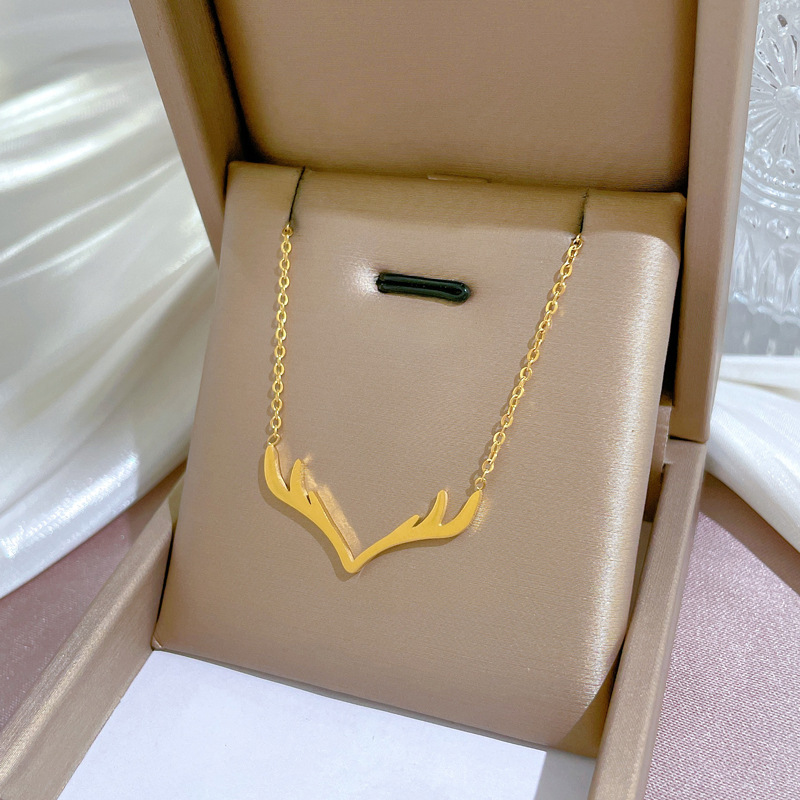 [full-body titanium steel] minimalwind deer has you in the furnace real gold necklace female ins net red clavicle chain accessories