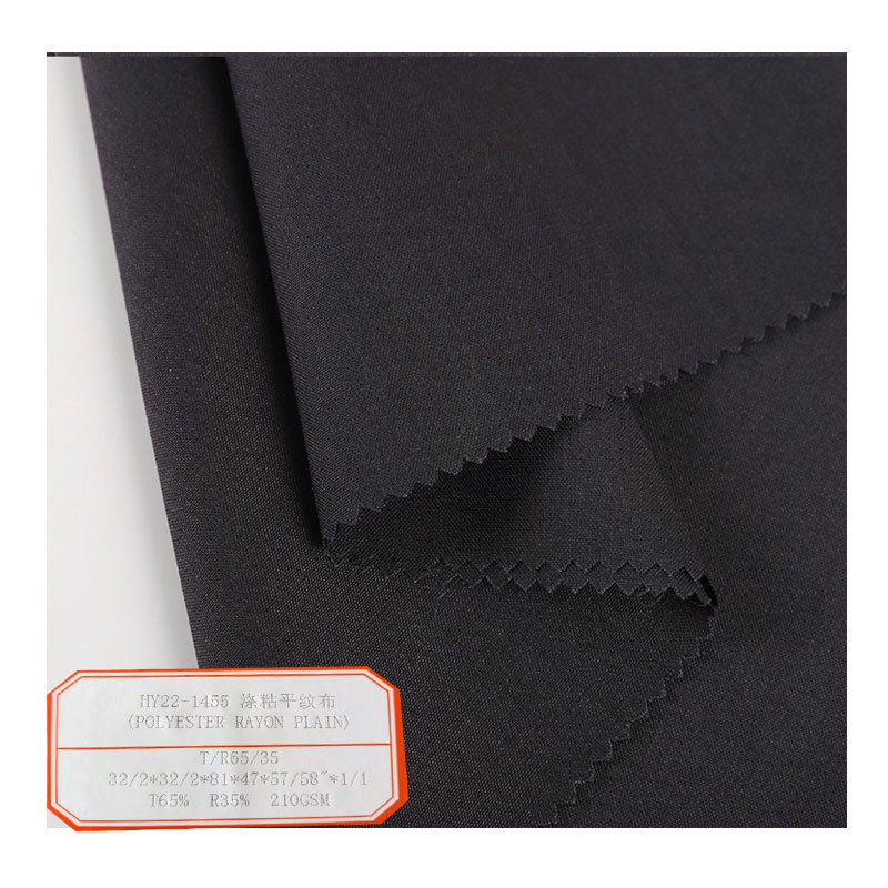Wholesale Blended Work Clothes Fabric Black Polyester Viscose Plain Fabric for Spring and Autumn Uniform Casual Clothing Series Clothing Fabric