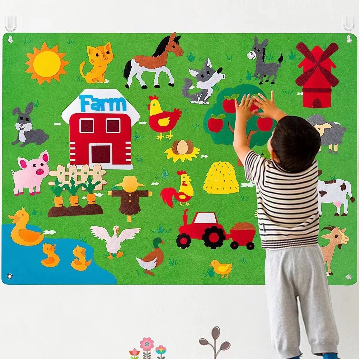 Farm Forest Ocean Animal Educational DIY Felt Busy Board 3D Wall Decoration Educational Early Learning