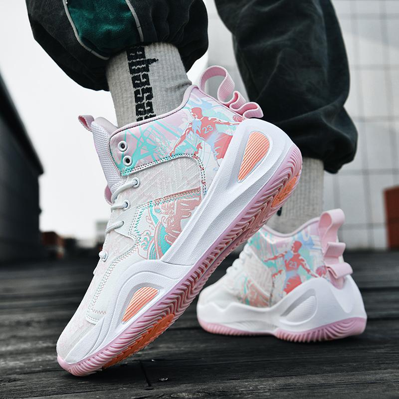 Cross-border generation 2025 new mandarin duck basketball shoes men's high-top youth students sports training running sneaker