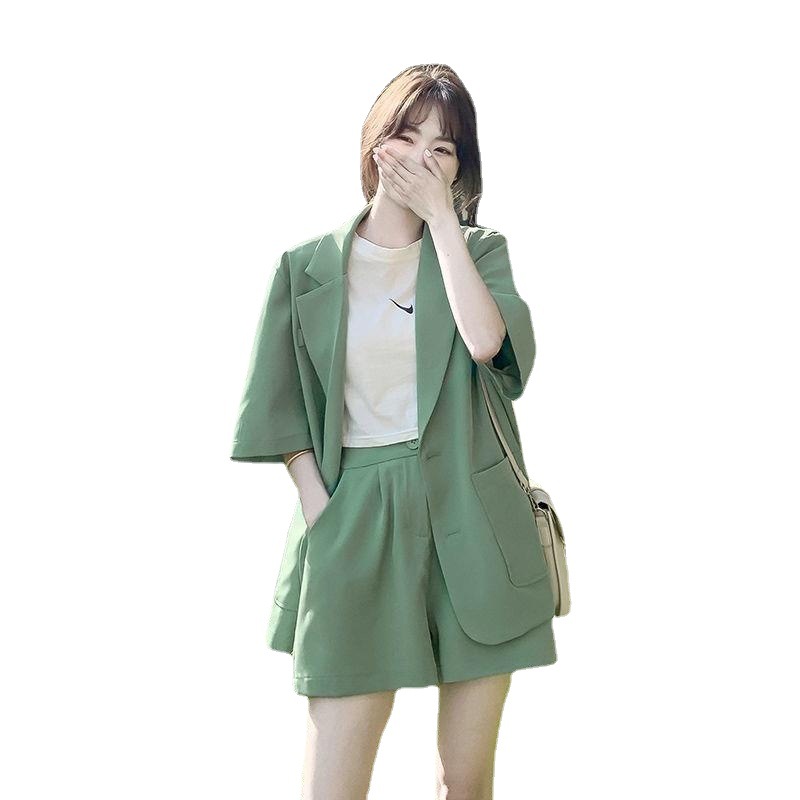 Picture of Fashionable Small Suit Women's Thin 2025 Summer New Korean Style Casual Suit Jacket Shorts Two-Piece Set