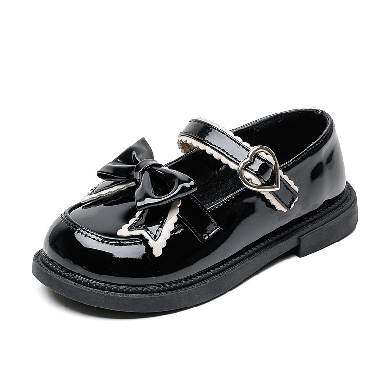 Picture of Girls' Leather Shoes Spring and Autumn 2025 New Korean Style British Style Little Girls Baby Black Soft Sole Elementary School Performance Shoes