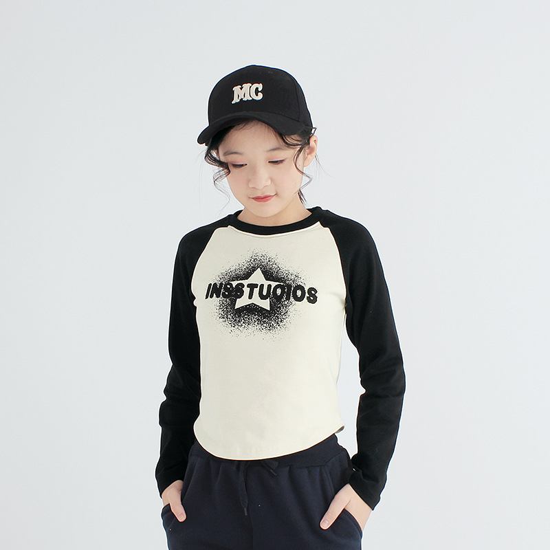 Picture of Spring and autumn Korean version of the new girls long sleeve T-shirt big children's Joker short warm jacket children's base shirt wholesale