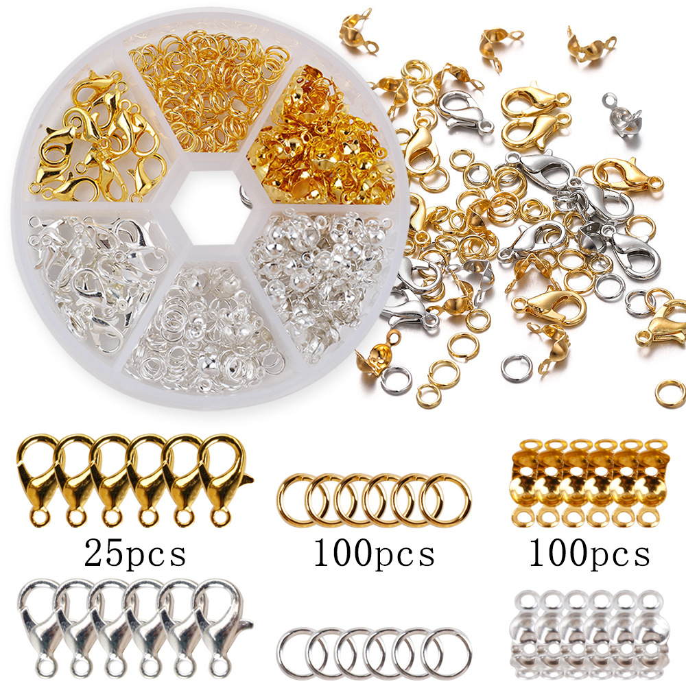 Picture of Cross border hot sale wholesale 6 color metal lobster clasp iron ring jewelry small accessories boxed DIY bracelet necklace accessories