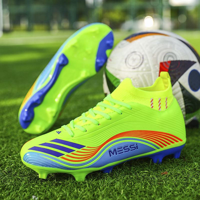 Cross-Border New High-Top Football Shoes for Men, Wear-Resistant Long Spikes and Broken Spikes, Adult Students and Youth Competition Training Sports Shoes