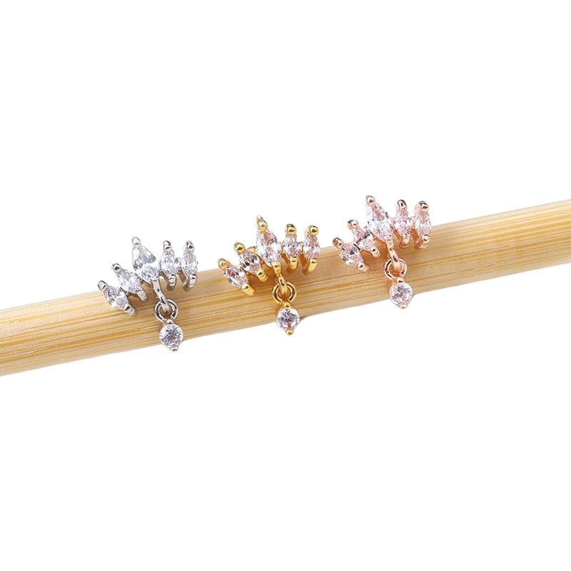 AliExpress earrings Korean exaggerated crown ear bone nail creative stainless steel thin rod screw earring foreign trade puncture