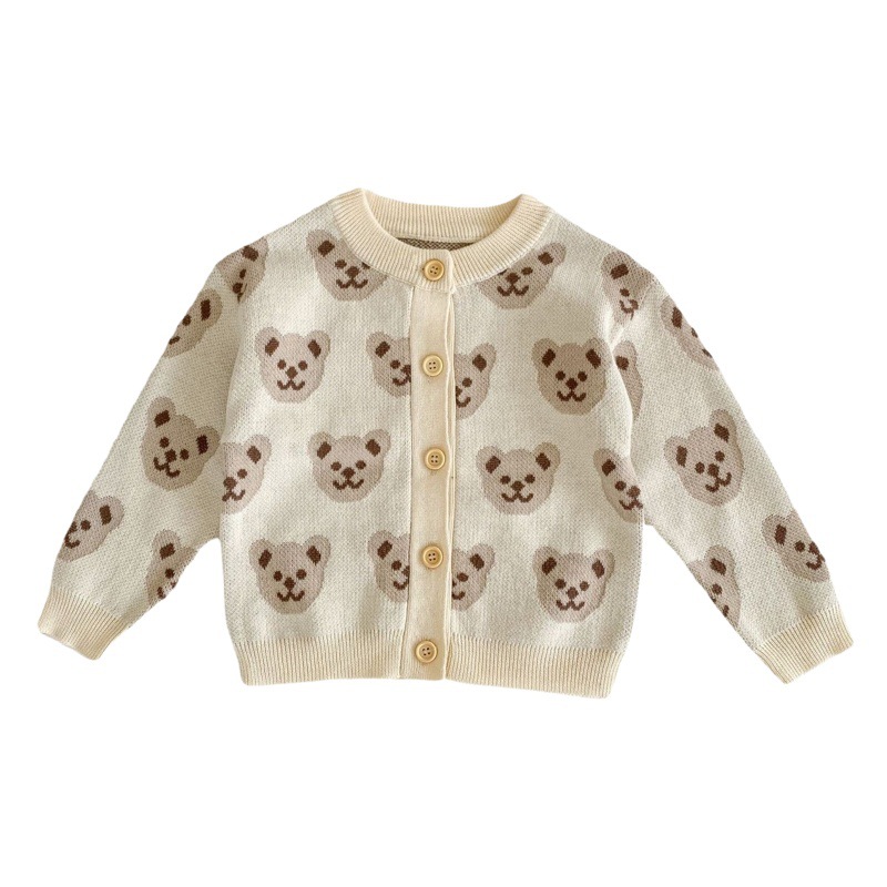 Picture of 2025 Autumn Infants and Young Kidsren 0-3 Years Old Male and Female Baby Bear Jacquard Knitted Long-Sleeved Sweater Jacket Cardigan