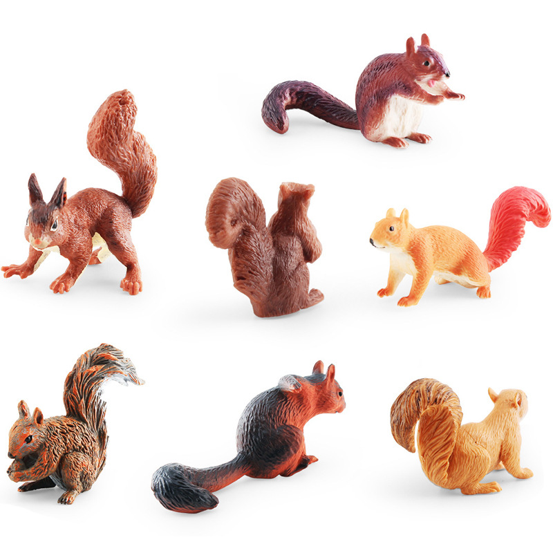 Simulation animal model mini squirrel eating squirrel red belly squirrel desktop decoration static decoration toy cross-border