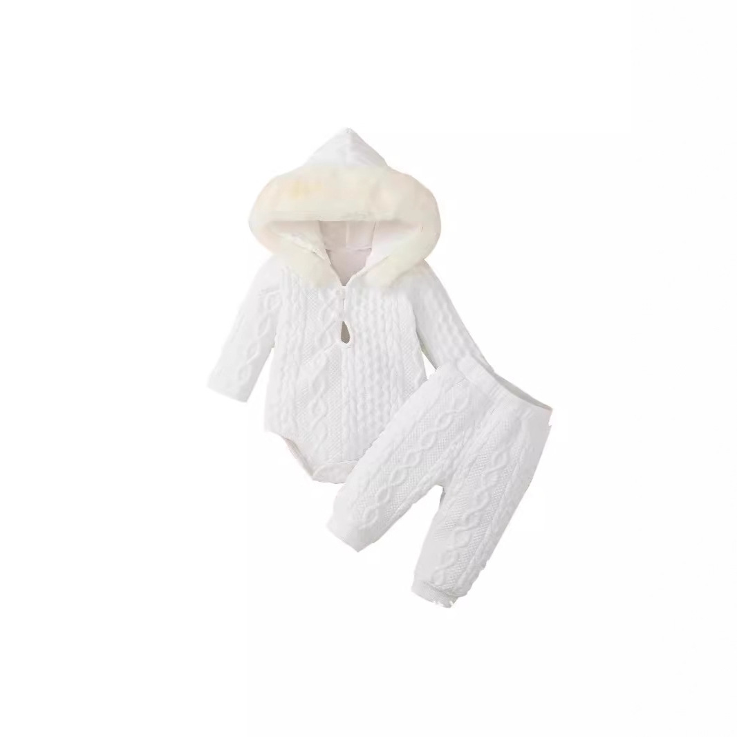 Picture of Cross-Border E-Commerce Specializes in Amazon Temu Baby Newborn Tiktok Winter Hooded Rompers Two-Piece Set