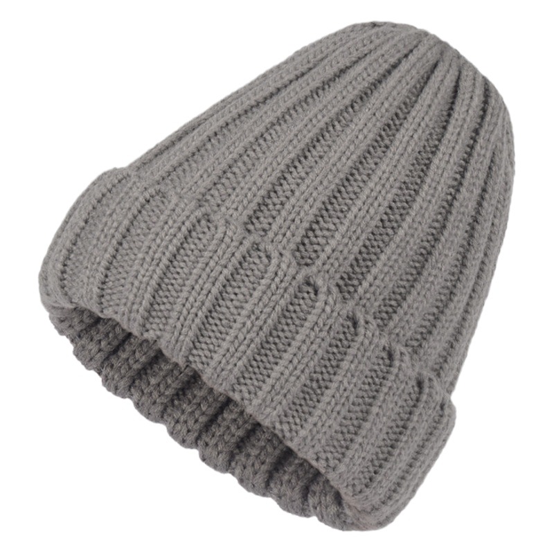 Korean style autumn and winter New thickened knitted wool hat flanging solid color monochrome pointed hat versatile warm couple style