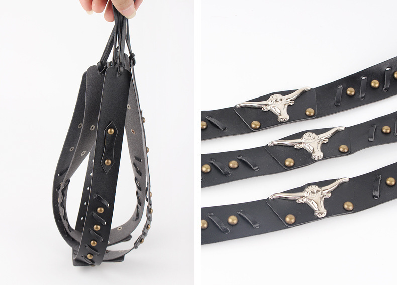Picture of Cross-Border Hat Decorative Belt Ethnic Retro Leather Rivet Belt Hand-Woven Western Cowboy Hat Accessories