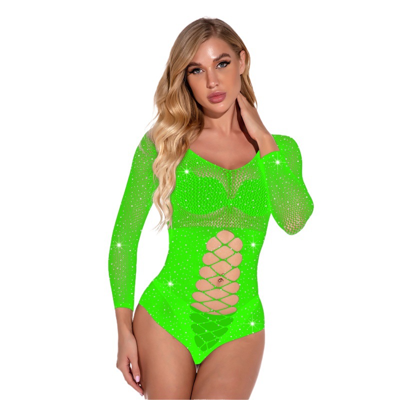 Cross-border New Hot Drilling Jumpsuit Backless Sexy Underwear Hollow Mesh Sexy Mesh Jacquard Clothes tz456