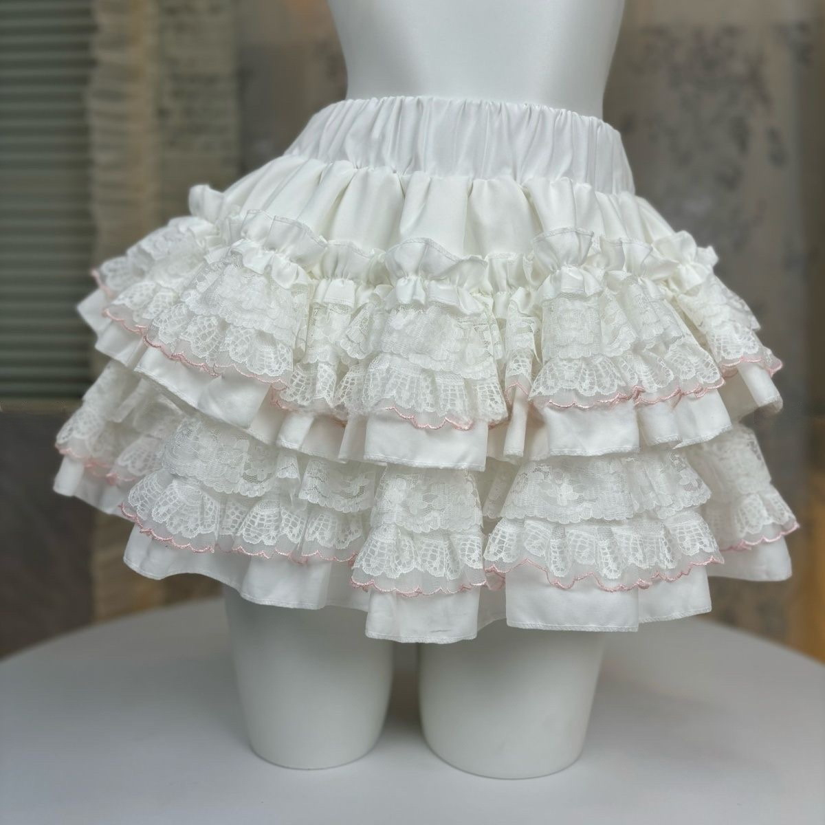 Sweet White High-Waisted Slimming Tutu Skirt Petite Half-Length Cake Skirt 2025 New Style