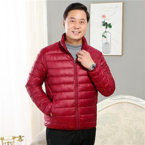 Picture of Middle-aged men's light down cotton-padded jacket short old man's father's outfit middle-aged and old man's stand collar hooded short coat winter clothing