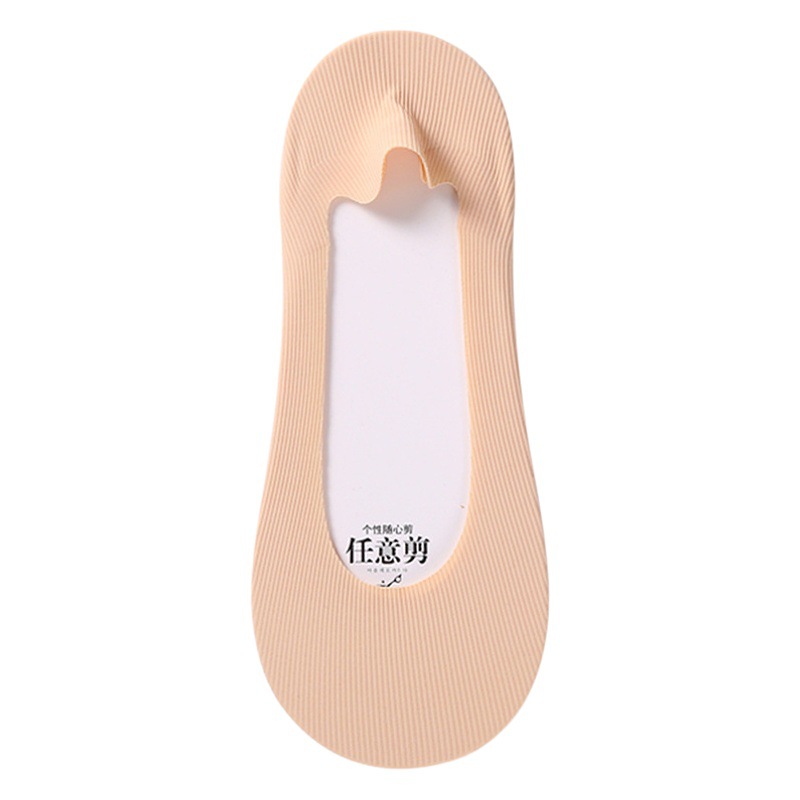 New Ice Spring and Summer Striped Women's Boat Socks Silk Arbitrary Cut Boat Socks Women's Thin Shallow Mouth Invisible Socks Silicone Without Heel