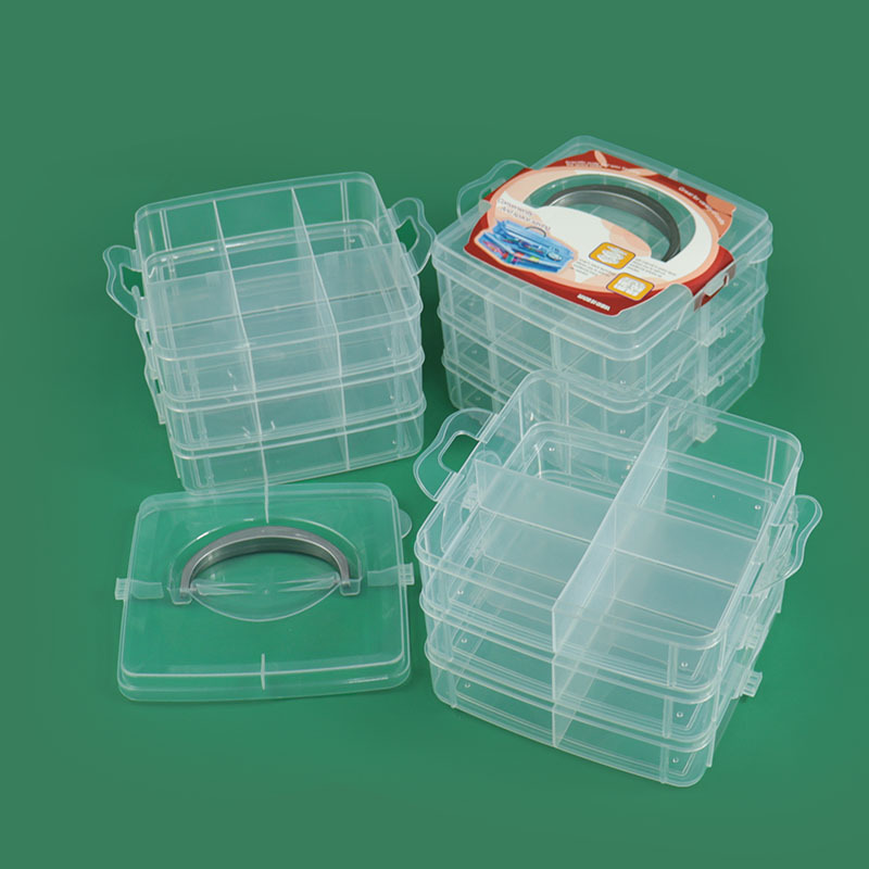 Multi-functional small size three-layer detachable transparent jewelry storage box 18 grid earrings ring Lego toy finishing box