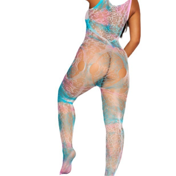 Picture of Amazon colorful jumpsuits Europe and the United States hot tie-dye net clothes new sexy cross-border explosions gradient net stockings