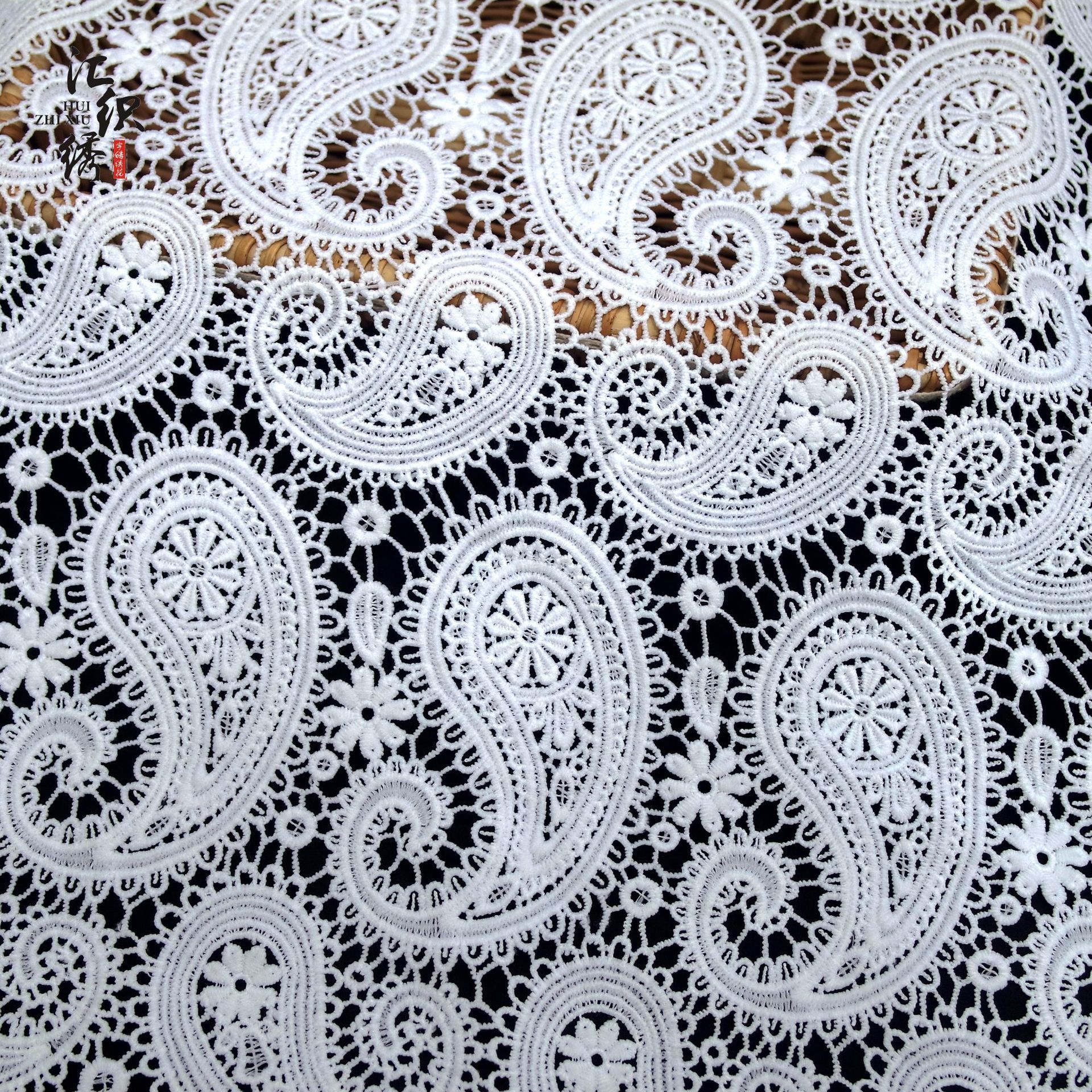 Factory wholesale classic milk silk cashew embroidered cloth water soluble full embroidered fabric fashion skirt accessories