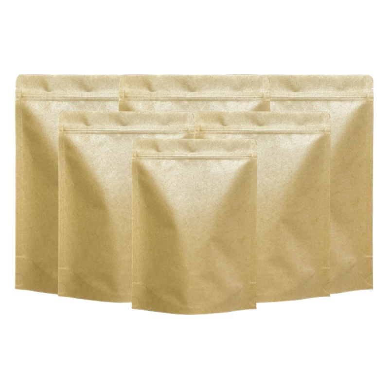 Aluminum-plated Kraft paper bag wholesale food Kraft paper self-standing self-sealing bag tea aluminum foil sealed bag gift packaging bag