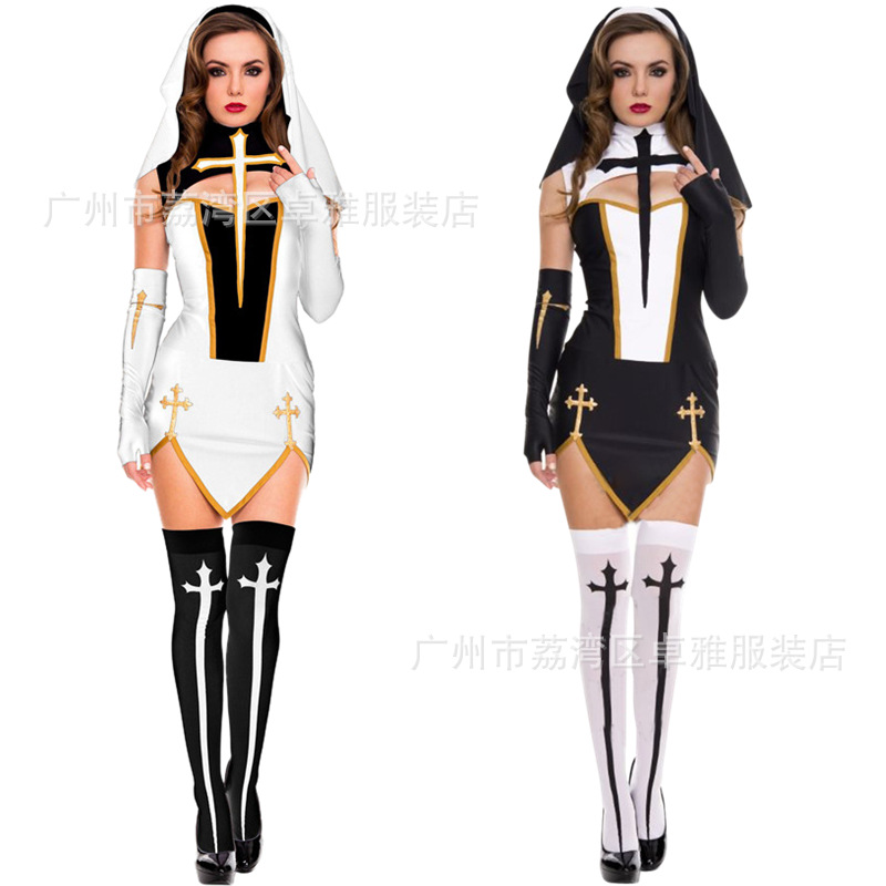 Halloween Costume Virgin Mary Costume Priest Costume Nun Costume Poetry Costume Nightclub Stage Costume