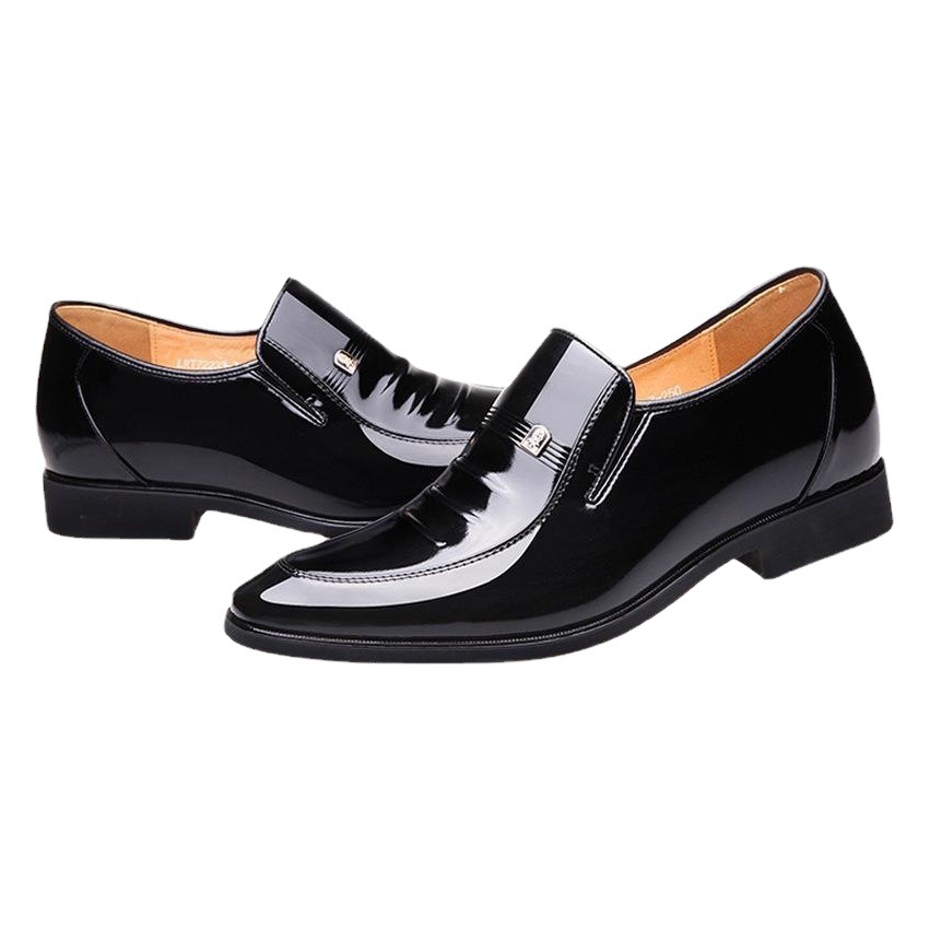 Dropshipping Men's Business Formal Leather Shoes with 6cm Internal Height Increase, Pointed-Toe Men's Shoes, Fashionable Wedding Shoes