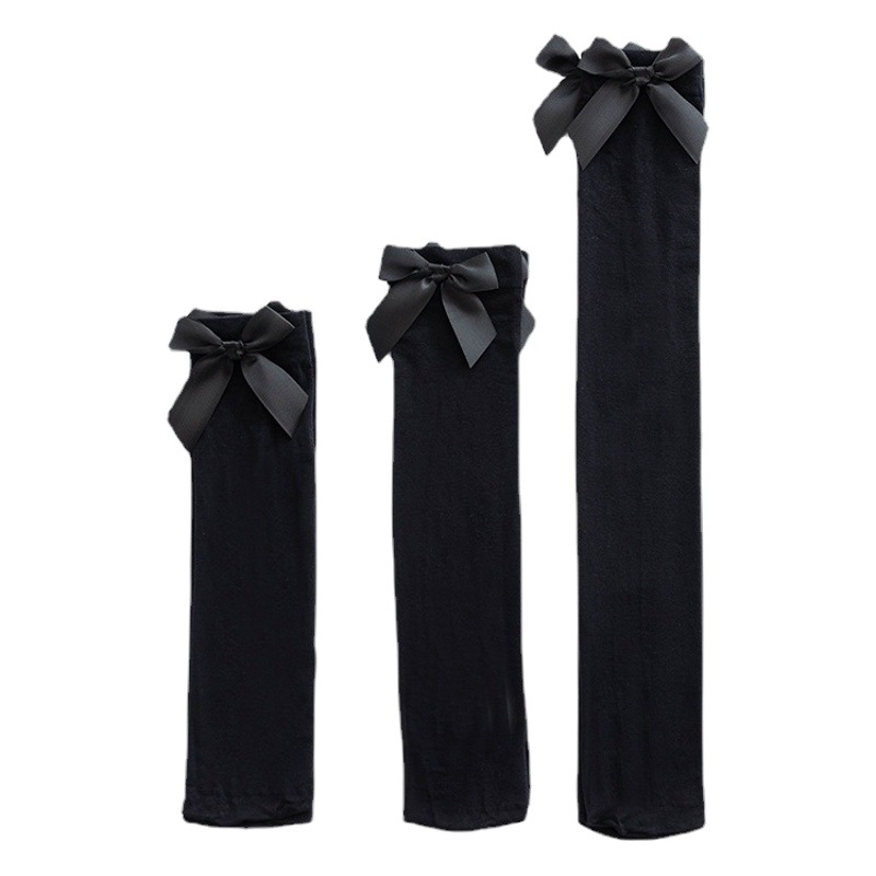 Women's Socks Velvet Thin Bow Jk Style College Style Socks Solid Color Mid-Calf Over-The-Knee Socks Wholesale