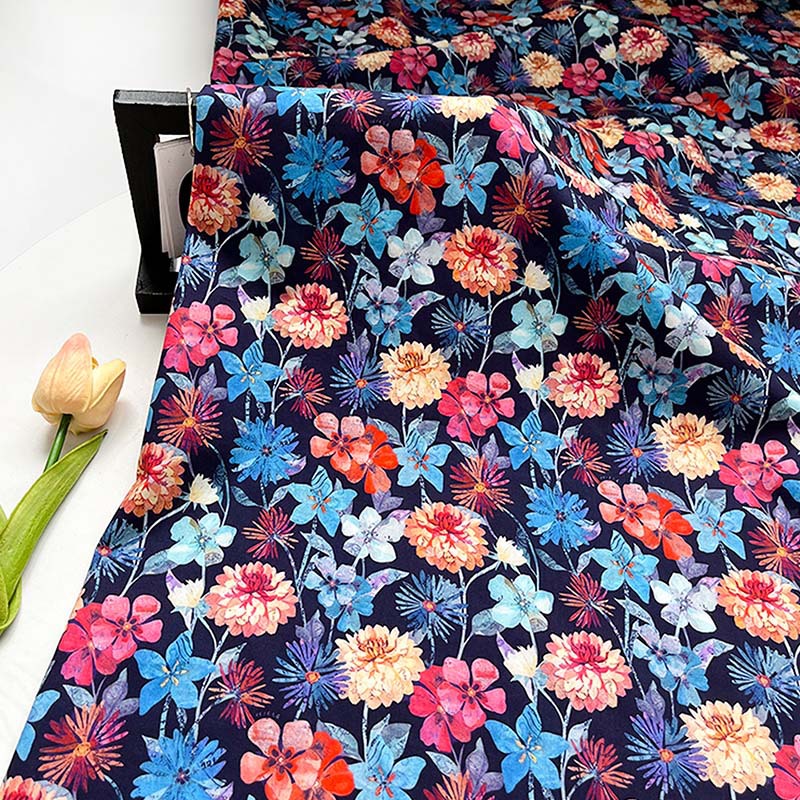 Blooming Digital Printed Fabric Cotton 60 Count Poplin Clothing Women's Dress Shirt Skirt Fabric