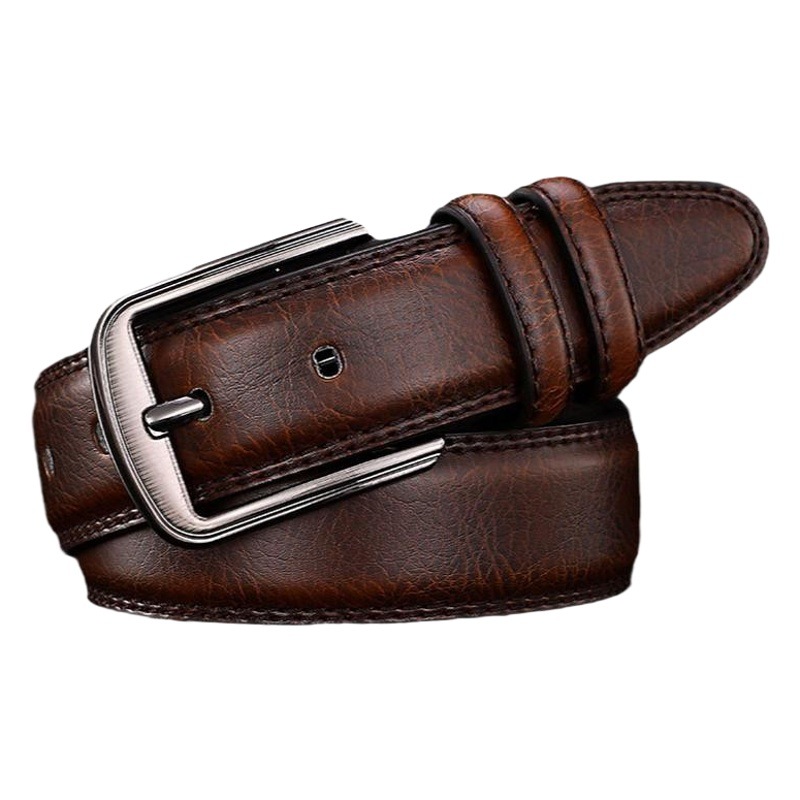 Belt Men's Belt Boys Real Cowhide Pin Buckle Belt Brown Middle-aged Youth Casual Trendy Men's Belt