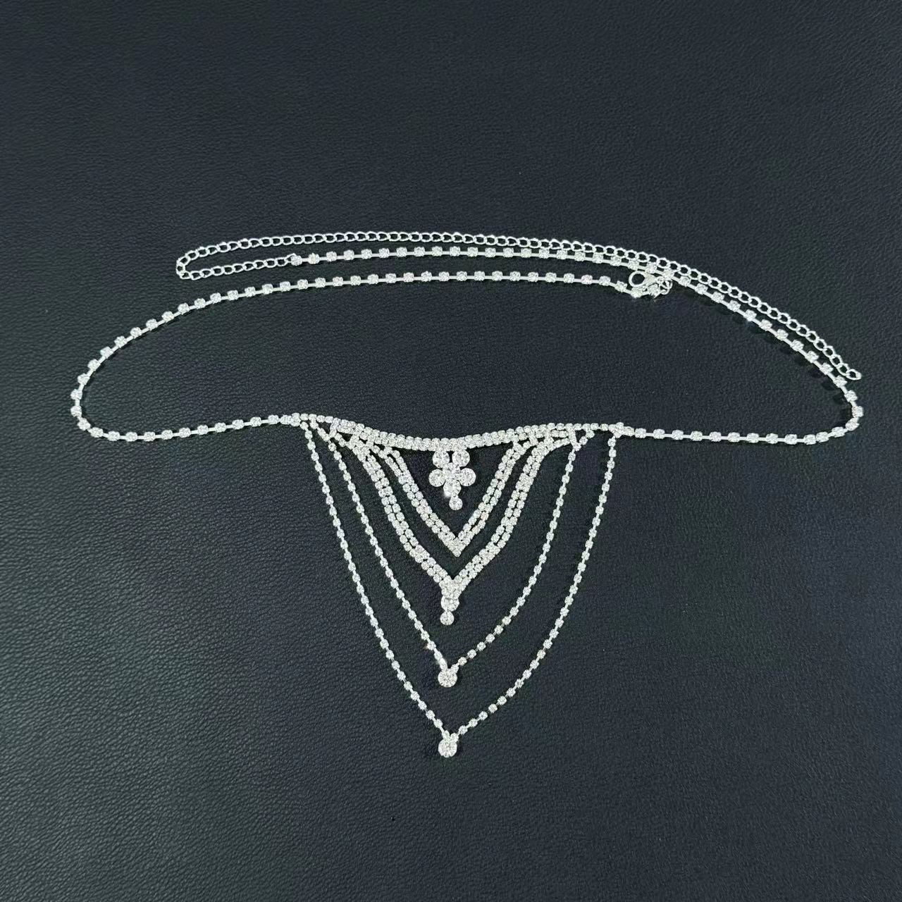 Picture of Cross-border accessories rhinestone tassel body chain floral sexy bikini thong