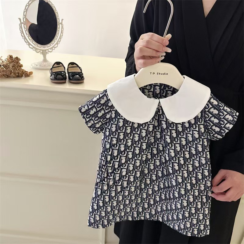 Picture of 2025 Summer High-end Sense New Girls Doll Collar Princess Dress Short Sleeve Lapel dress Girl Baby Dress