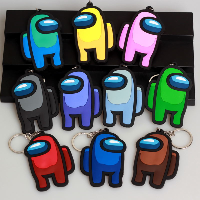 Anime Game Surrounding Space Wolf Killing PVC Silicone Double-Sided Keychain Cartoon Cyber Red Doll Pendant Pendant
