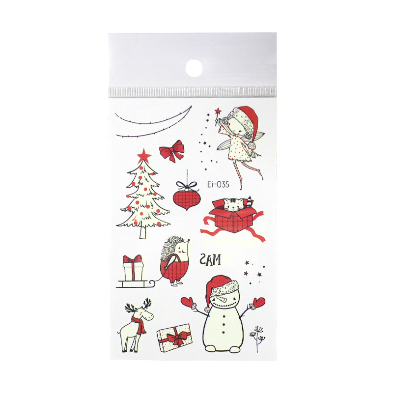 Picture of Cross-border Supply Waterproof Luminous Christmas tattoo Sticker Cartoon Snowman Party Children tattoo Sticker
