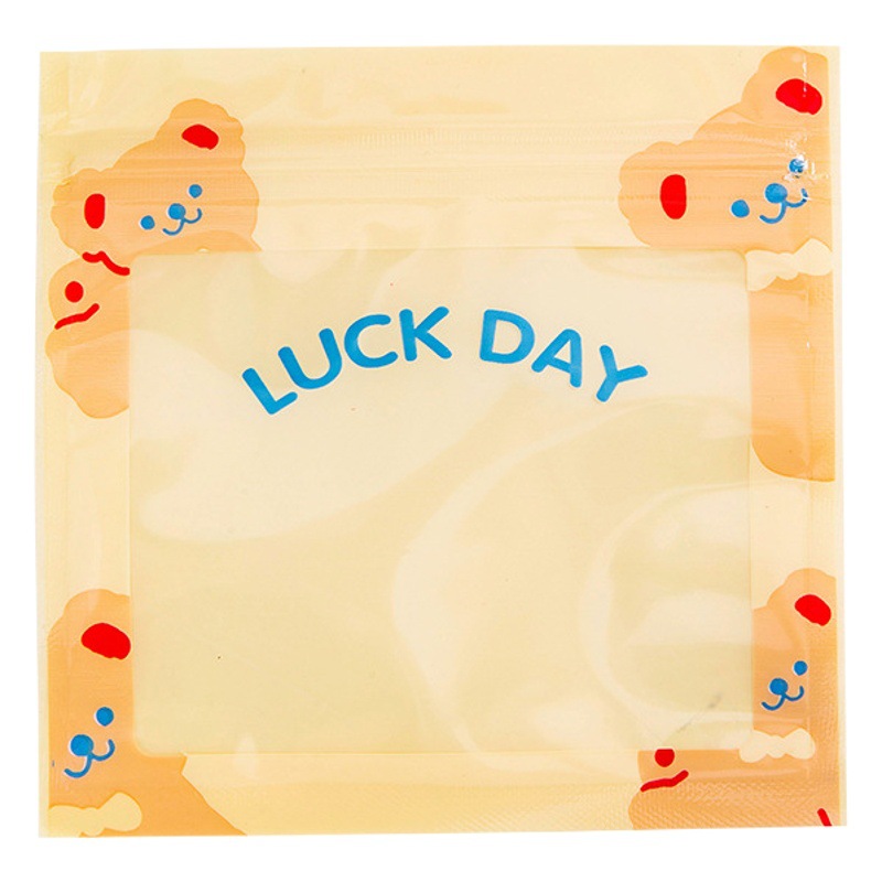 ins cartoon cute snack small packaging bag transparent hairpin jewelry ziplock bag frosted zipper bear sealed bag