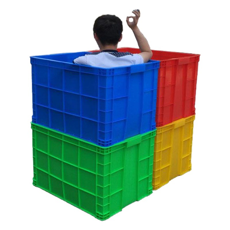 Blue Plastic Turnover Box Rectangular Cover-able Turnover Box New Material Thickened Warehouse Plastic Frame Clinker Transfer Box
