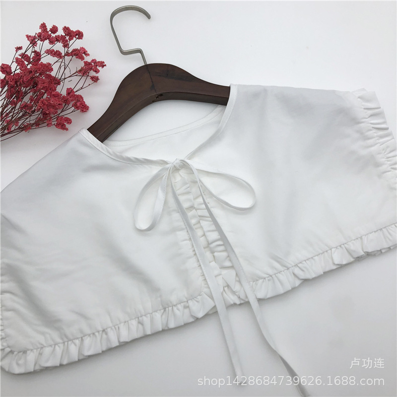 Cotton Cloth Shawl Spot All-match Fashion New Style Shawl False Collar Ruffled Lace-up Outer Decoration All-match Shawl
