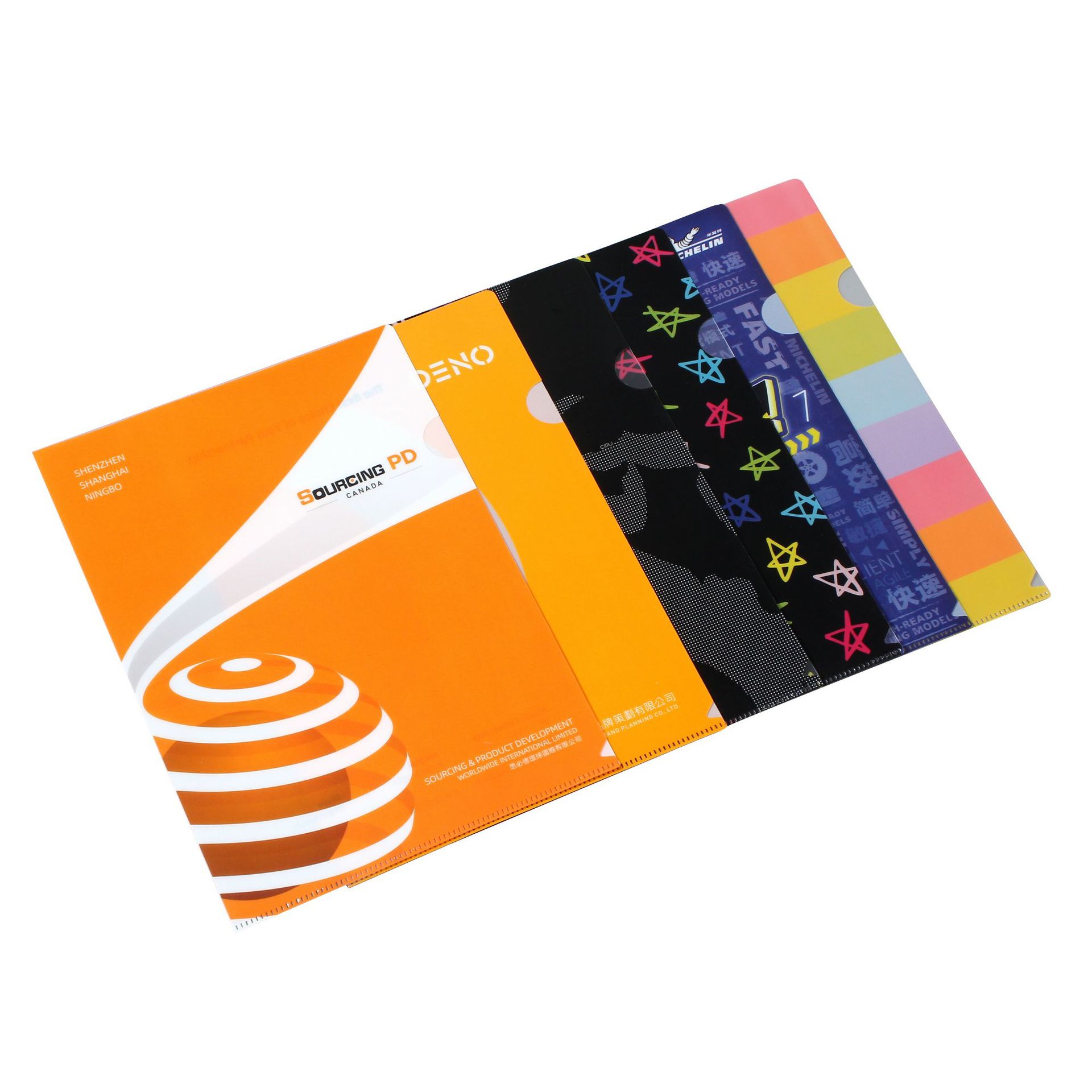 Picture of A4A5 Single Page Folder Wholesale Pp Plastic L-Shaped Folder Student Test Paper Office Colorful Folder with Logo Printing